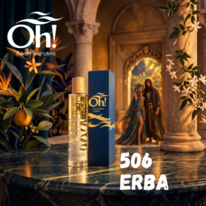 Frasco y caja de 506 ERBA de Oh! B&S Parfums, perfume inspirado en Erba Pura de Xerjoff